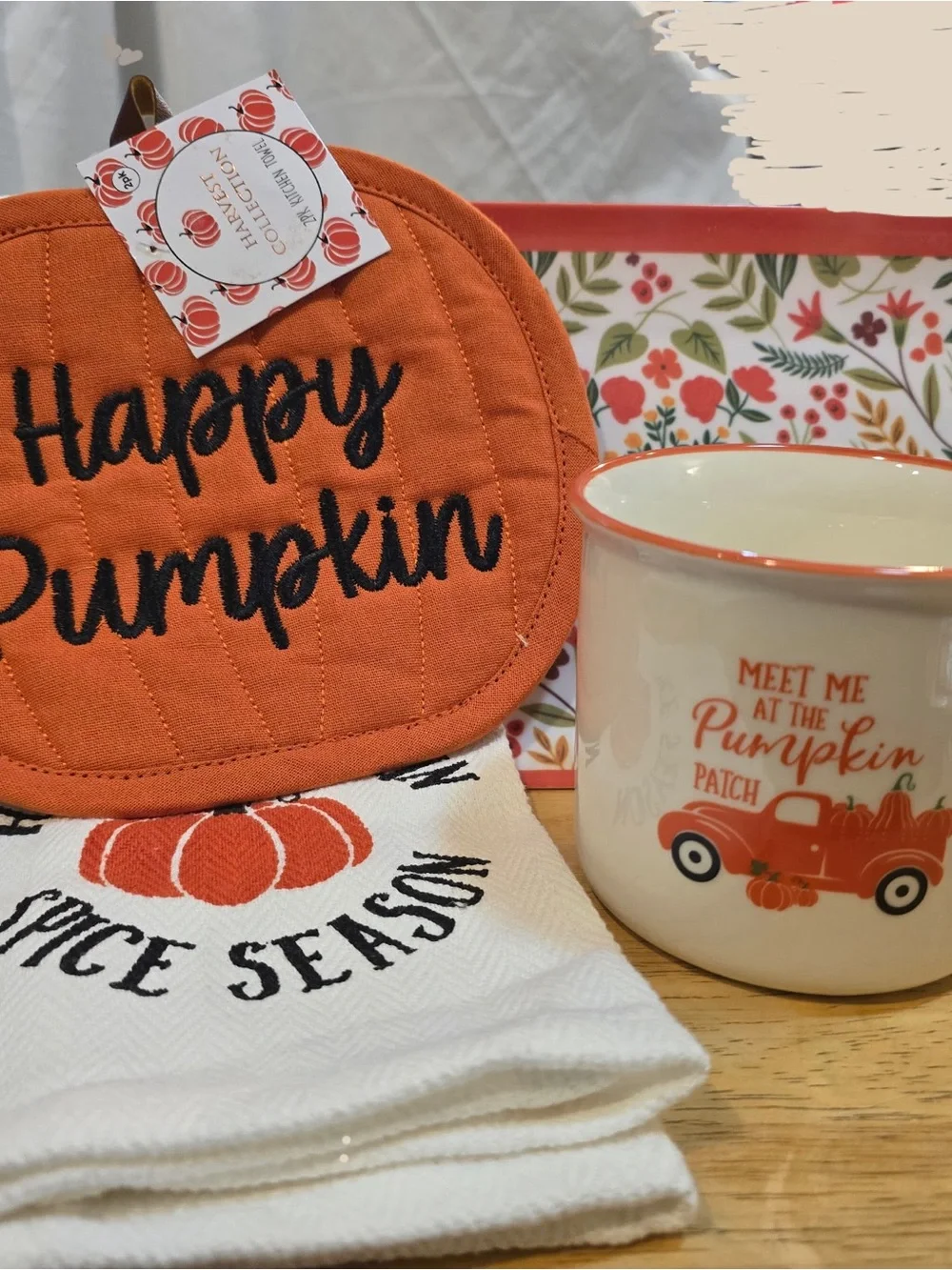 Orange Pumpkin 'Happy Pumpkin Spice Season' Kitchen Towel